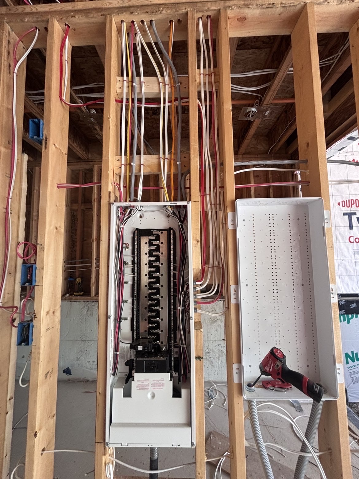 Residential rough-in wiring and panel installation